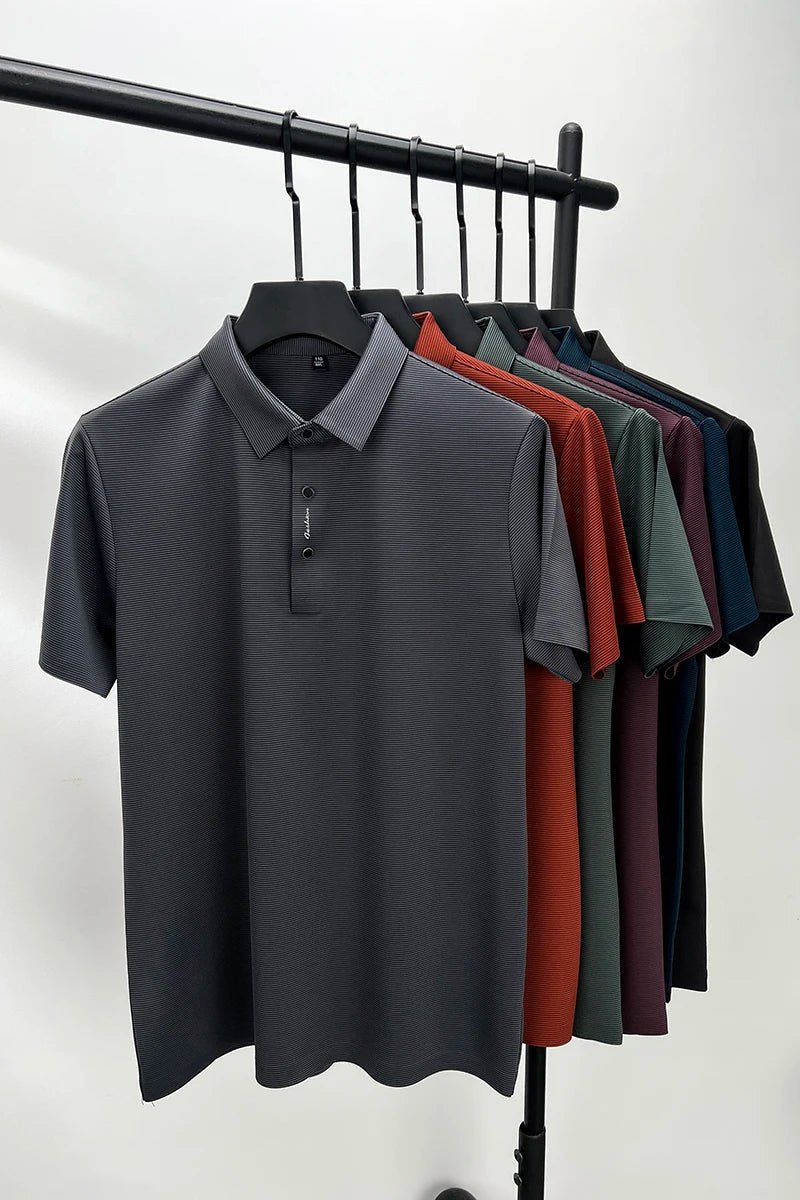 Short sleeved High Textured Letter Men's polo T-shirt - Image 12