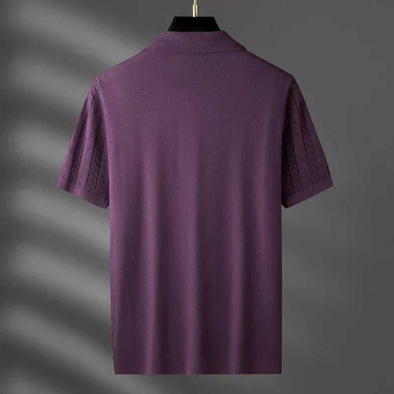 men's summer new trend jacquard French style polo T-shirt - Image 2