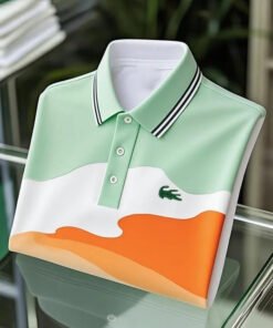 Men’s Classic Business Tricolor Irregular Logo Button Short Sleeve