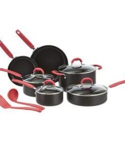 Basics Hard Anodized Non-Stick 12-Piece Cookware Set, Red - Pots, Pans and Utensils