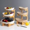 Rustic Tier Plate Stand With Porcelain Plates set of 2