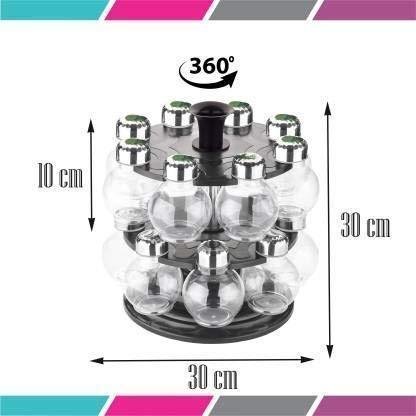 Kitchendesigner Plastic Big Revolving Spice Rack 16 in 1 / Masala Rack Set/Condiment Set/Spice Container - Image 2