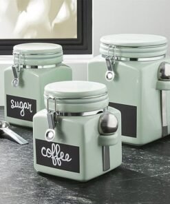 Crate & Barrel Pistachio Clamp Canisters... 3 pis