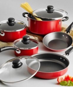 Tramontina 9-Piece Non-stick Cookware Set, Red