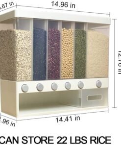 Kitchen wall mounted food dispenser, GYCD Rice Dispenser Storage Tank Cereal Boxes Rice Bucket Grain Moisture Proof Storage Kitchen Container Dry Food Countertop Bucket With Lid Whole Grains