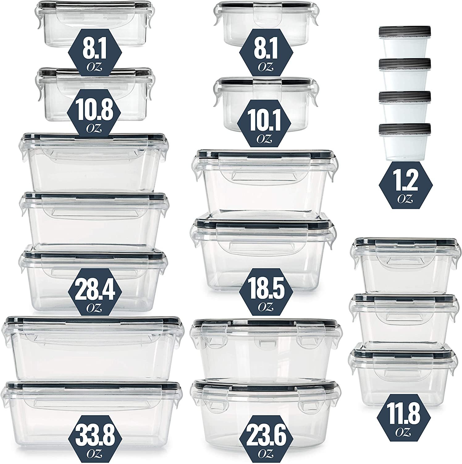 Food Storage Containers with Lids - Plastic Containers with Lids Storage (20 Pack) - Image 2