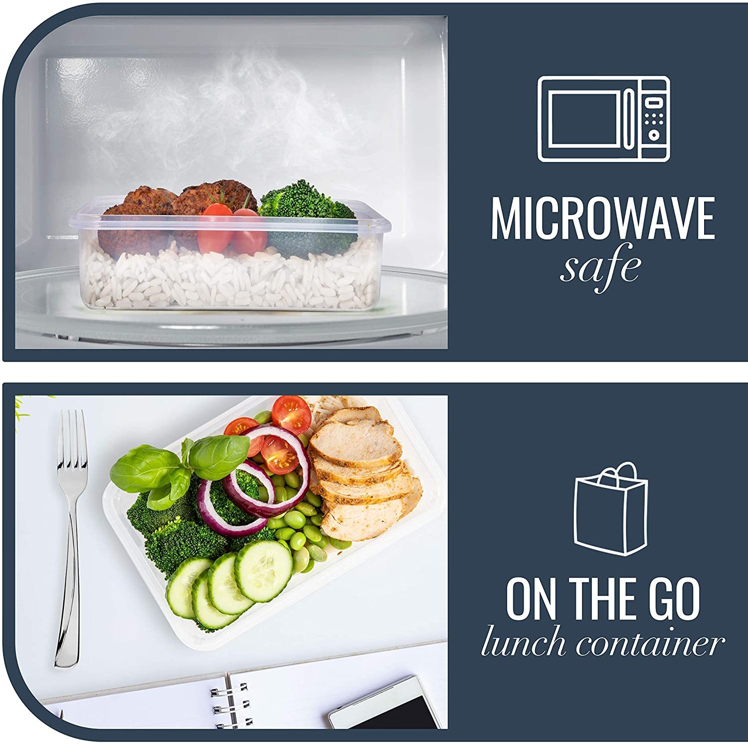 Food Storage Containers with Lids - Plastic Containers with Lids Storage (20 Pack) - Image 4