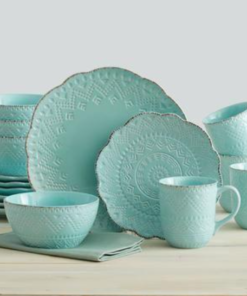 Jars Tourron Sea Blue 16-Piece Dinnerware Set.