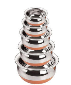 Stainless Steel Handi Set Of 5 Pic Cookware Set (Stainless Steel, 5 - Piece)