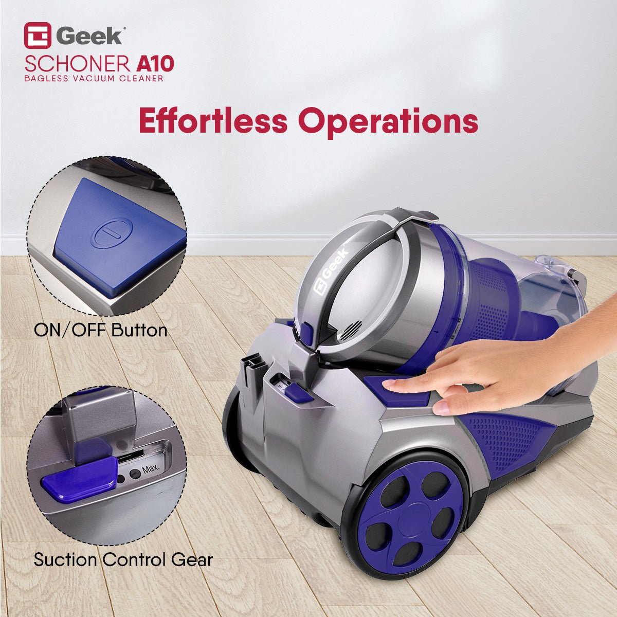 Schoner A10 1400W cyclonic Bagless Vacuum Cleaner - Image 6