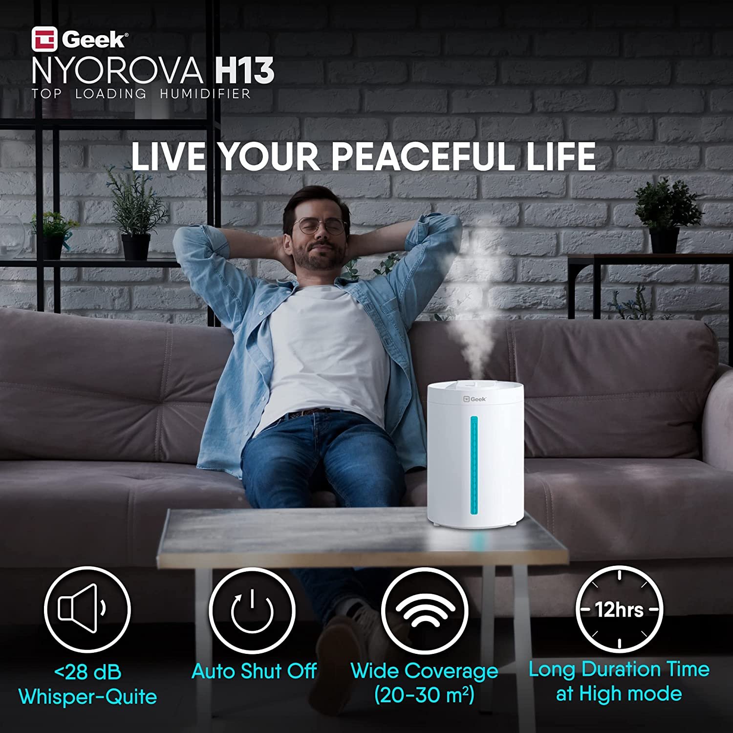 Nyorova H13, 2-IN-1 Digital Ultraviolet Humidifier (4L ) Top Fill - Image 3
