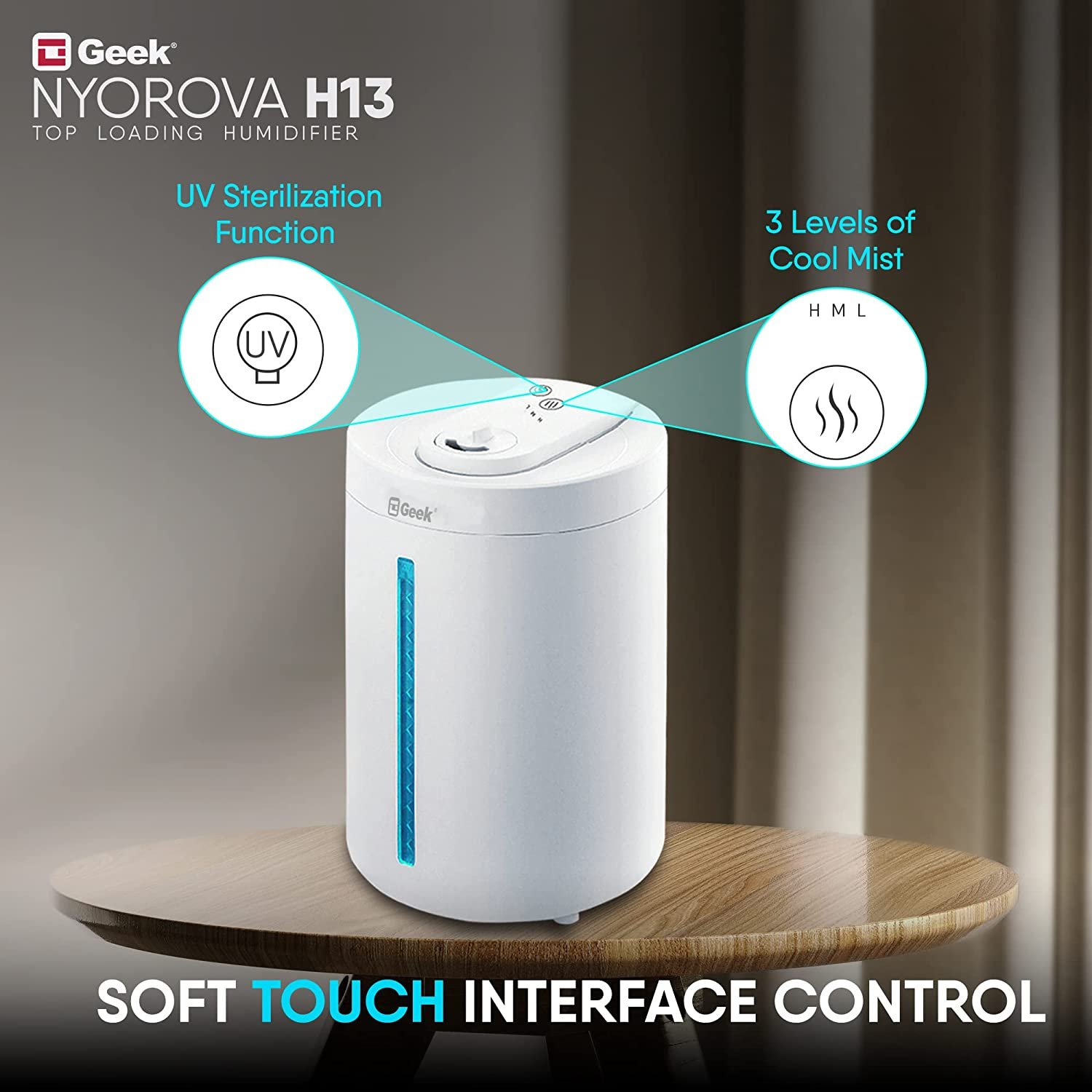 Nyorova H13, 2-IN-1 Digital Ultraviolet Humidifier (4L ) Top Fill - Image 4