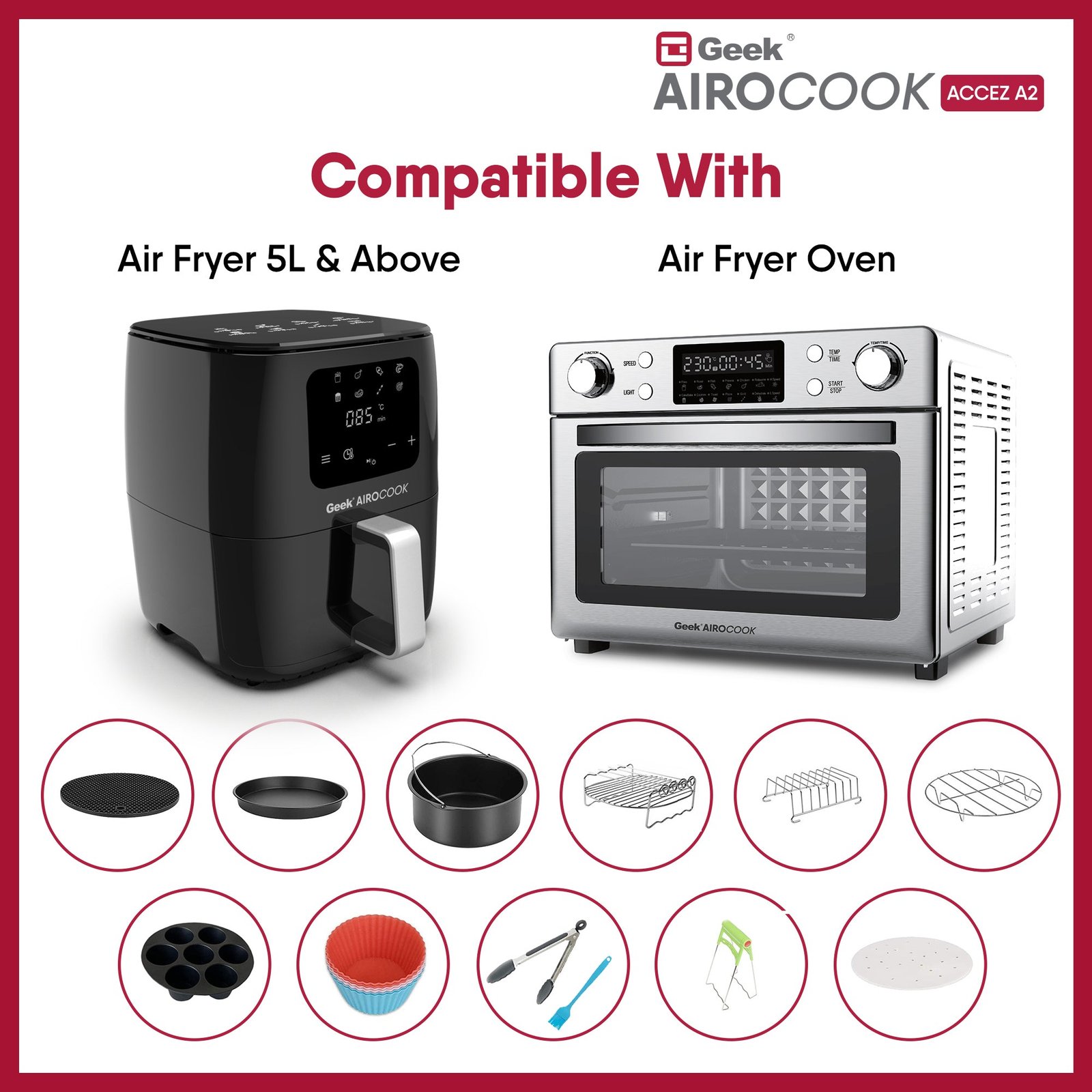 Airocook Accez A2 Air Fryer/Air Fryer Oven Accessories Kit - Image 3